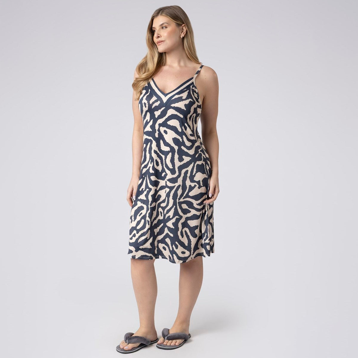 Camisola Curta Plus Size de Alça Marinho Orgânico