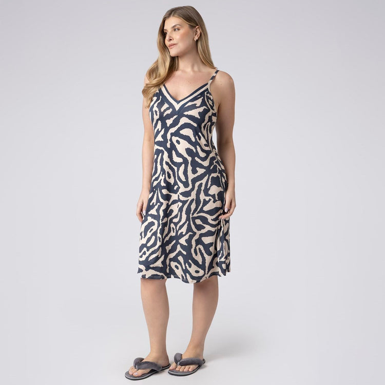 Camisola Curta Plus Size de Alça Marinho Orgânico