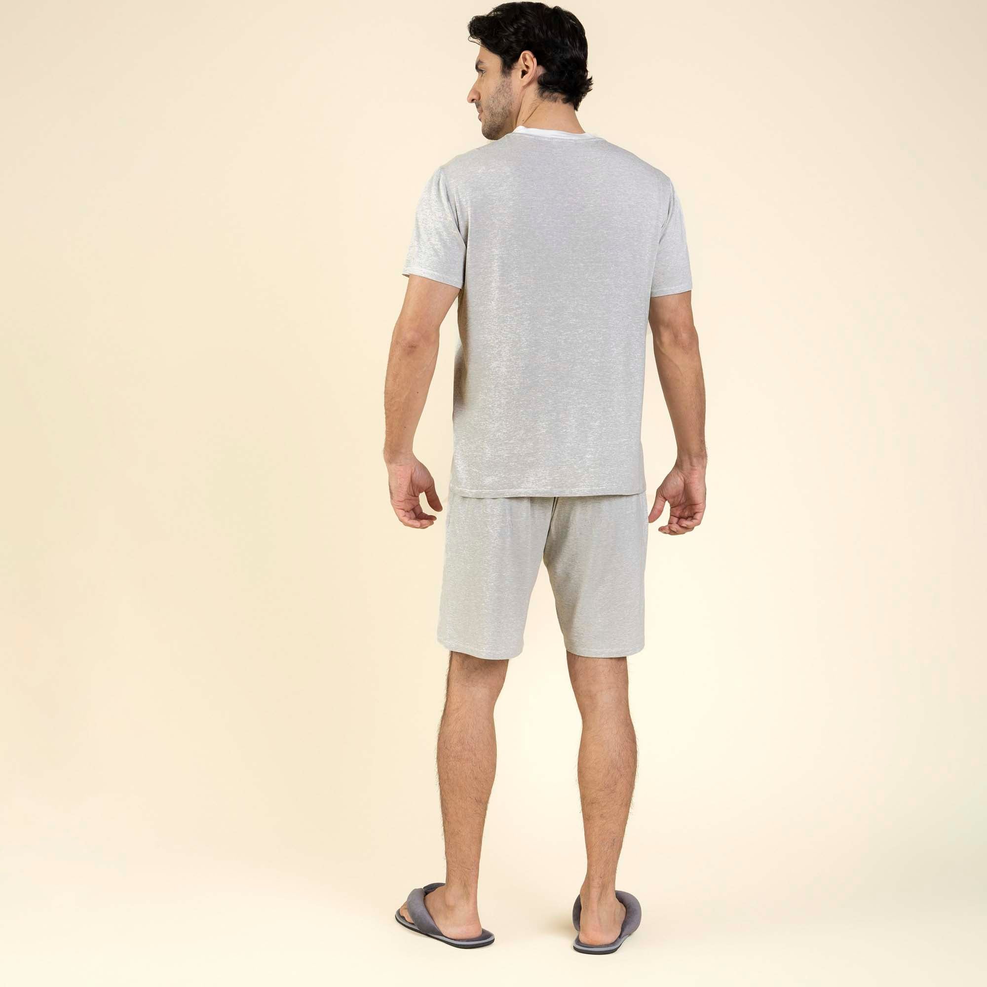 Pijama Masculino Curto Visco Stripe Mescla