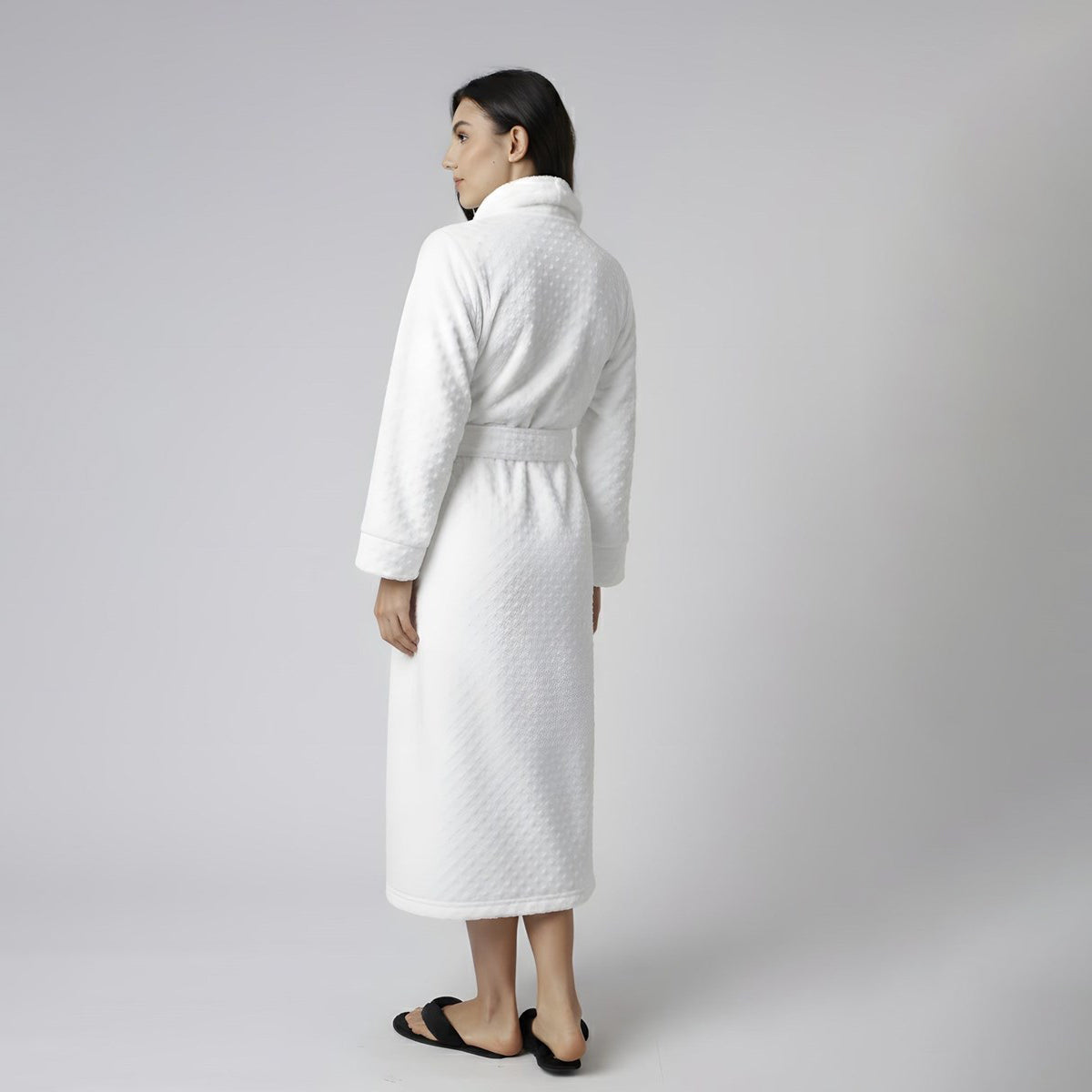 Robe Longo em Malha Fleece Off White