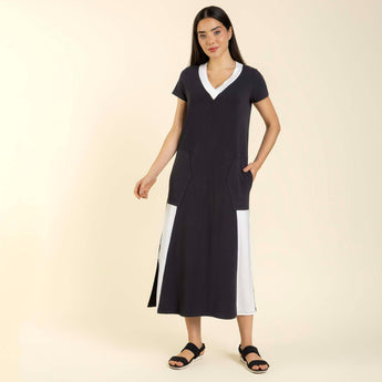 Vestido Midi com Bolso Preto com Off White