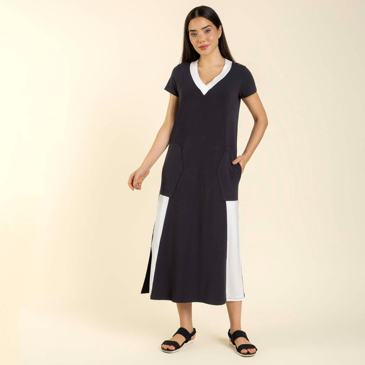 Vestido Midi com Bolso Preto com Off White