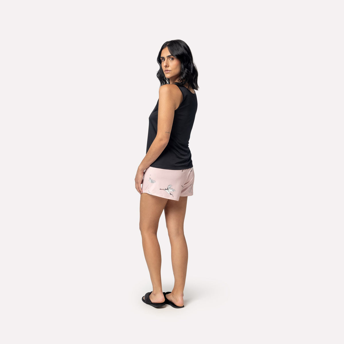 Short Doll Regata Rosa Heron com Preto