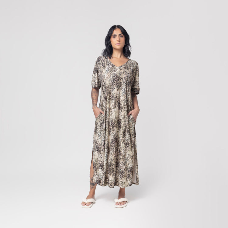 Kaftan Feminino Midi Snake com Bolso
