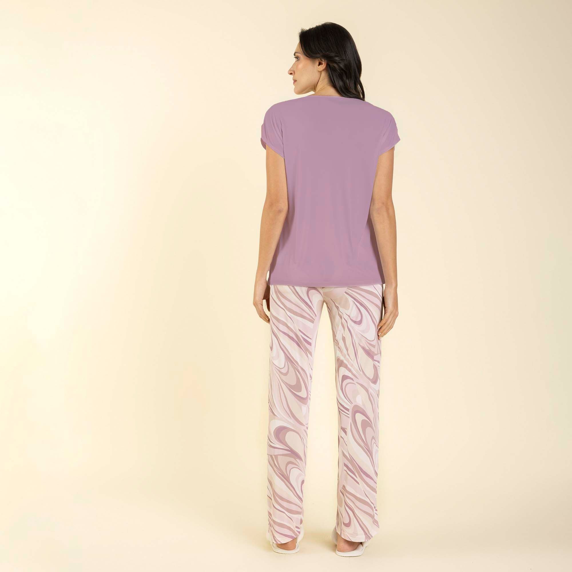 Pijama Feminino Manga Curta Lilás Embru Art