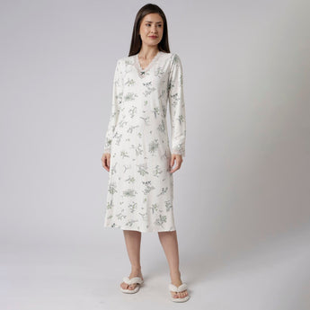 Camisola Midi Manga Longa Floral Botânica