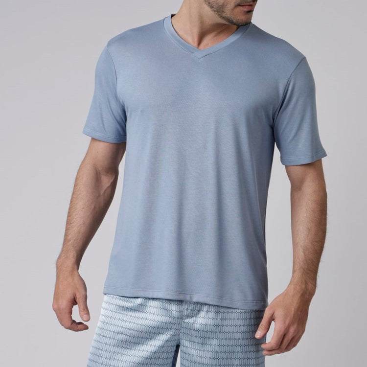 Pijama Masculino Curto Geométrico Blue