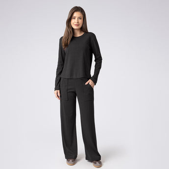 Conjunto Canelado Balance Style Preto