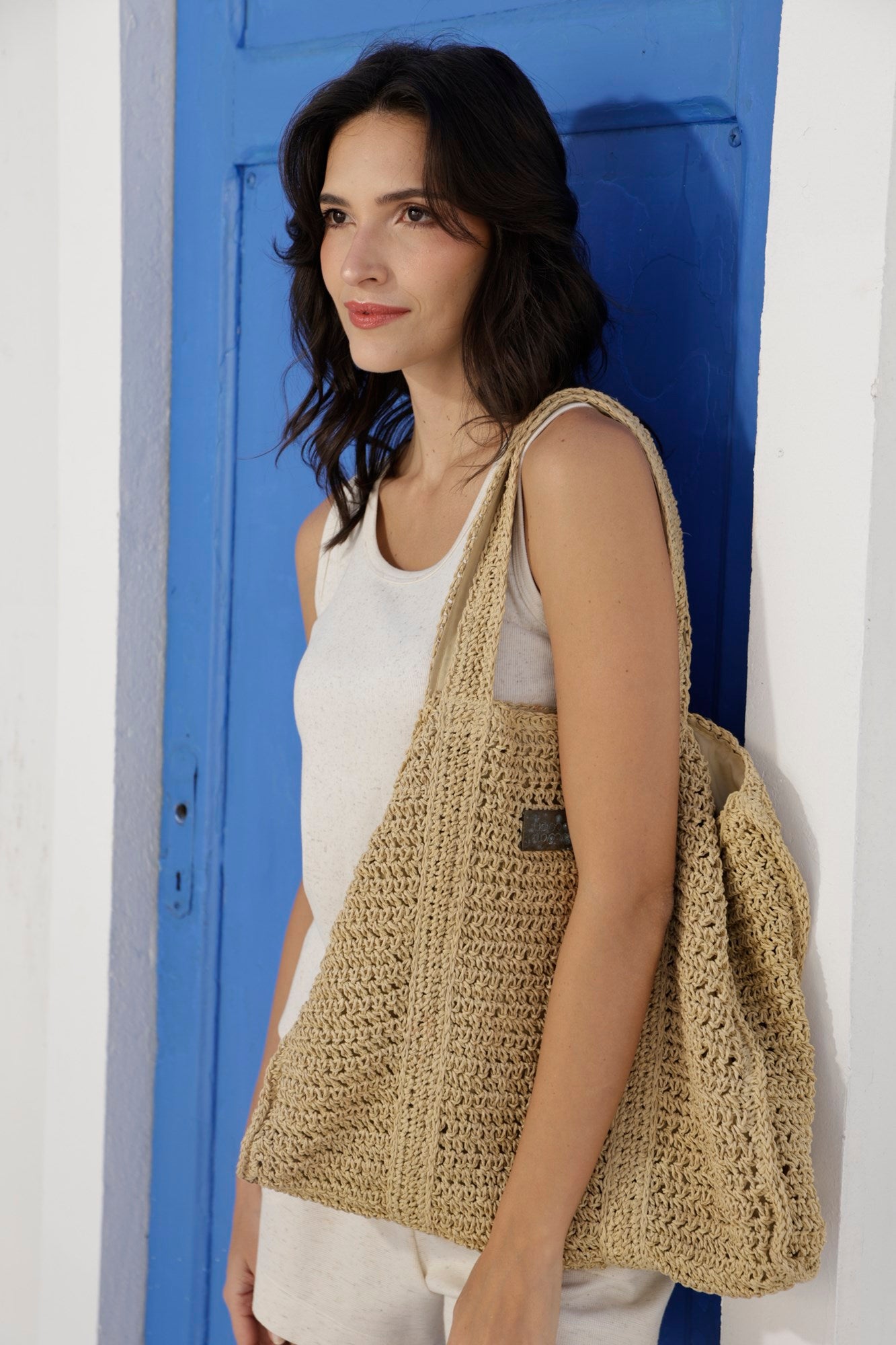 Conjunto Curto Regata com Bolso Bege Natural