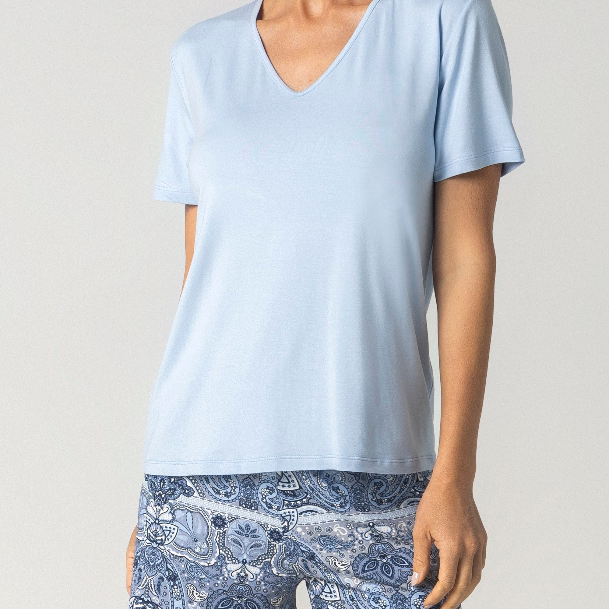 Pijama Feminino Curto Azul Paisley