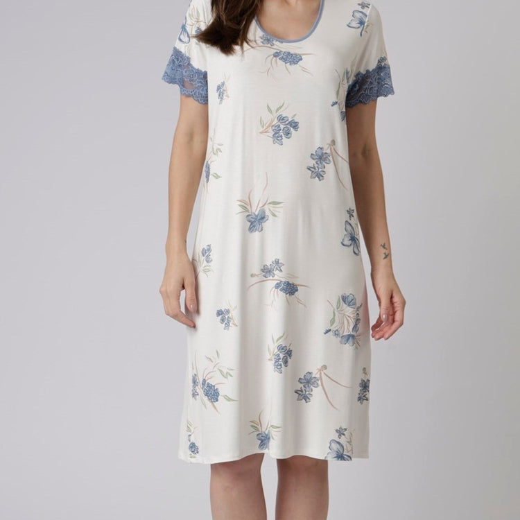 Camisão Feminino Midi Jardim Blue