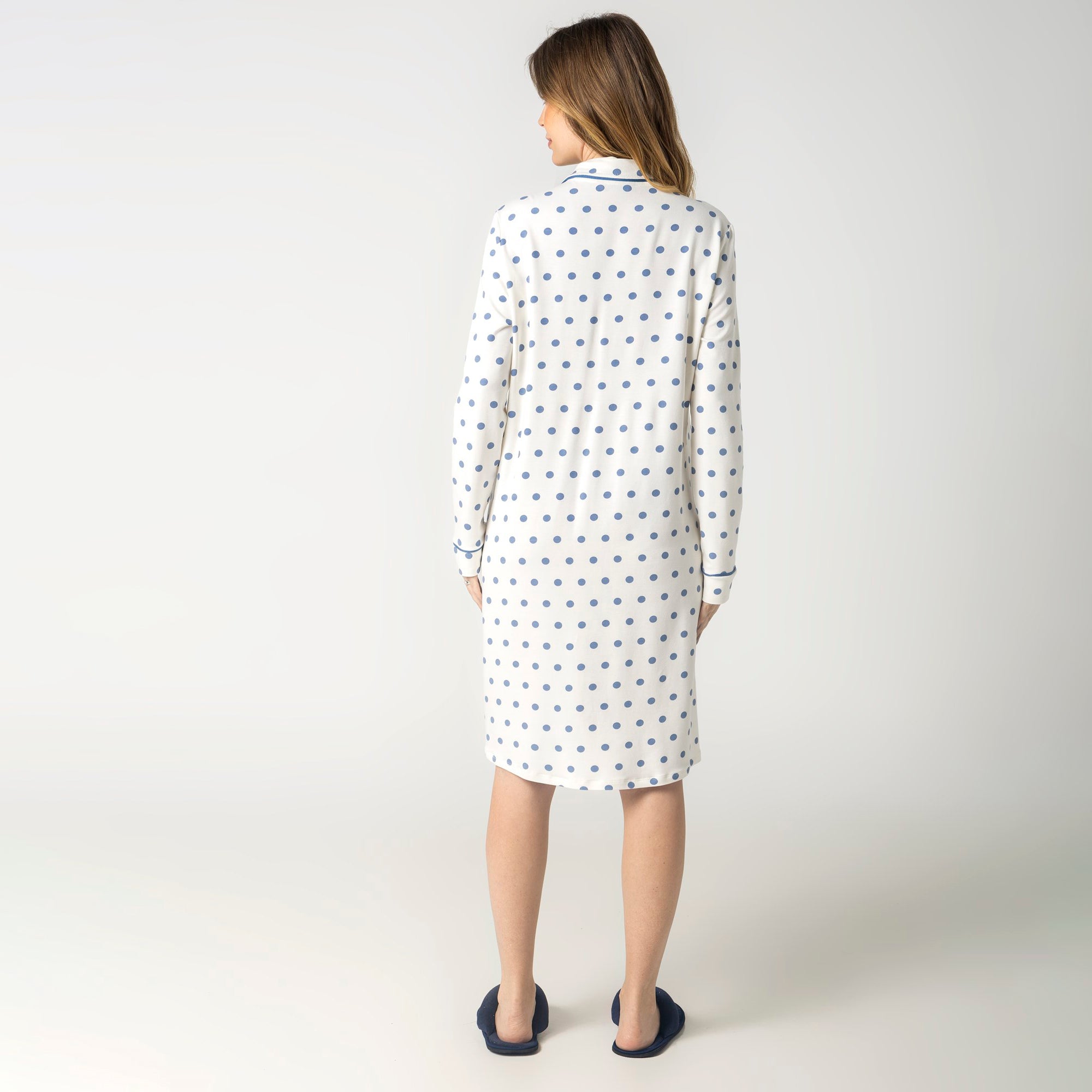 Camisão Feminino Aberto Poá Azul
