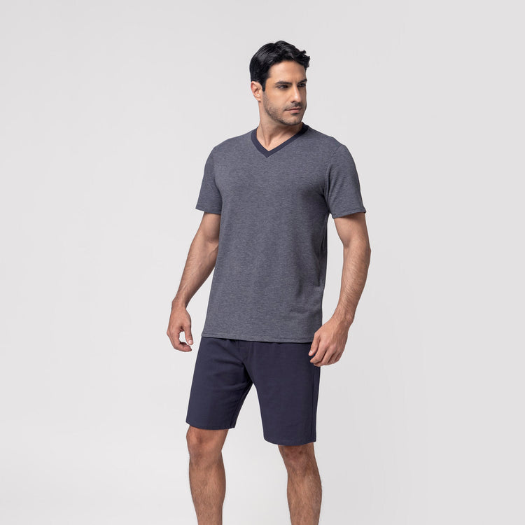 Pijama Masculino Curto Listrado Grafitti