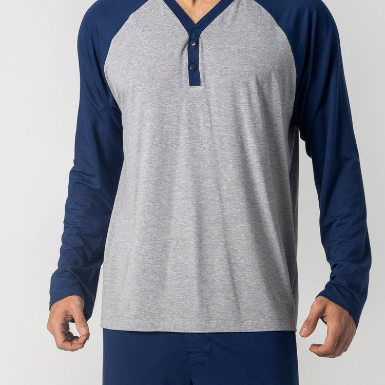 Pijama Masculino Longo Marinho e Mescla