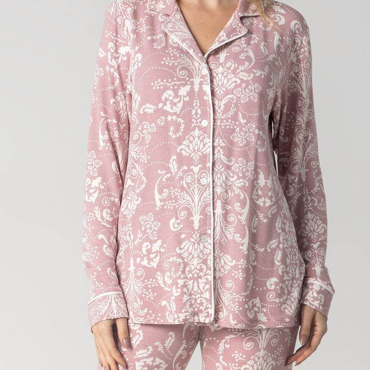 Pijama Feminino Longo Aberto Rosê Art Nouveau