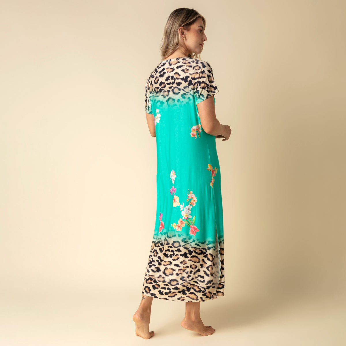 Kaftan Feminino Longo Onça Floral