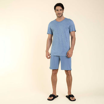 Pijama Masculino Curto Visco Listrado Azul