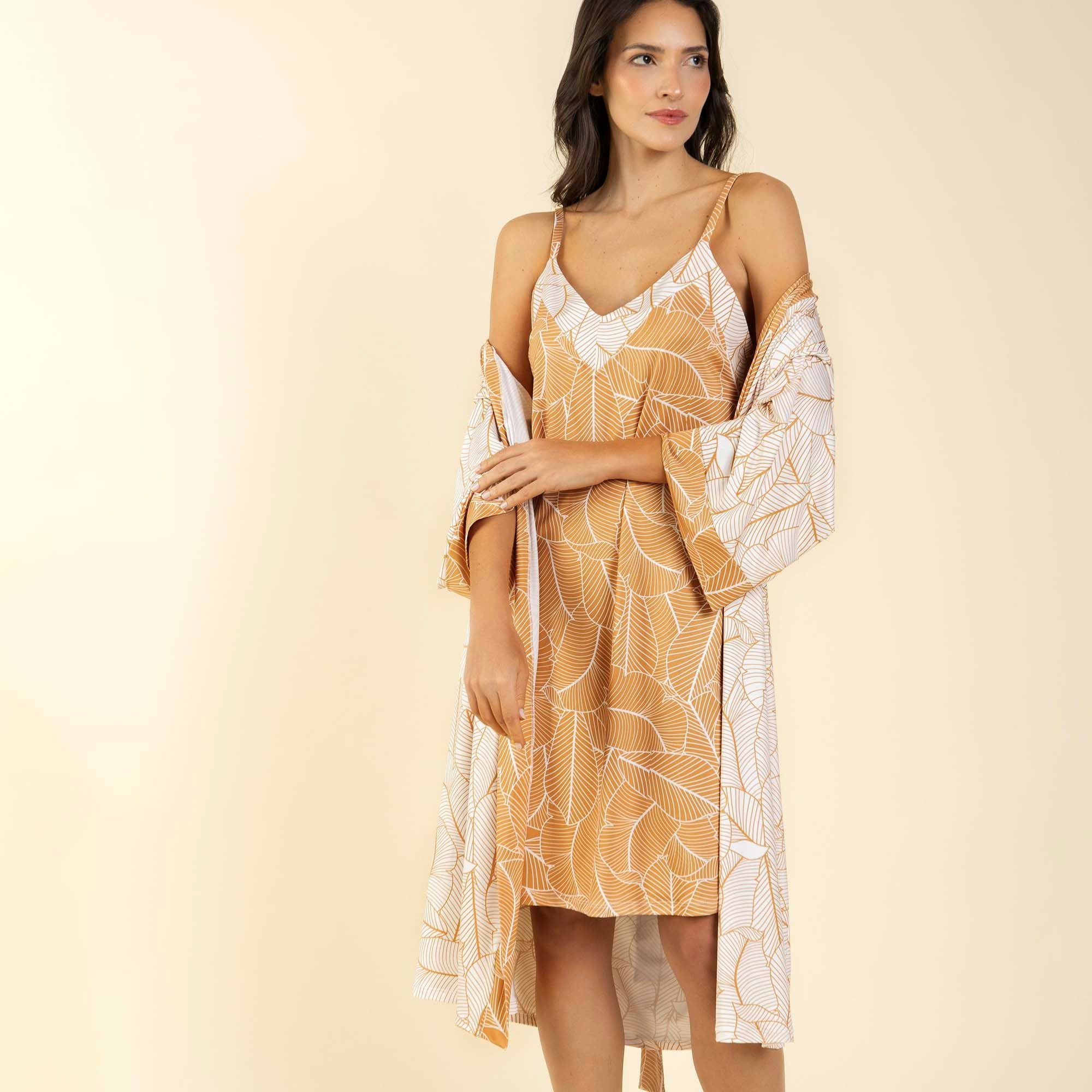 Camisola Curta de Alça Folha Gold