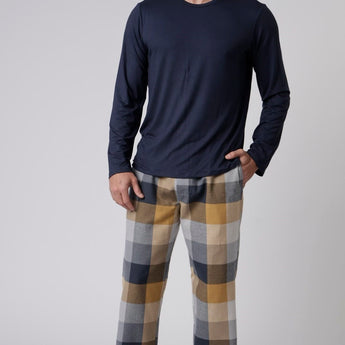 Pijama Masculino Longo Marinho e Xadrez
