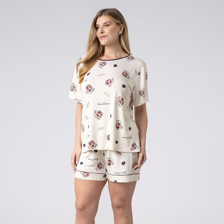 Pijama Feminino Curto Plus Size Romã