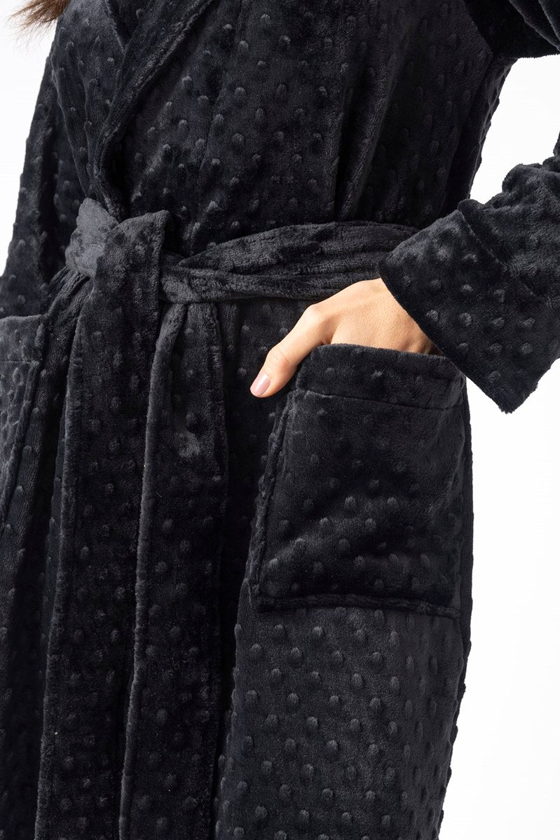 Robe Feminino Midi em Fleece Preto
