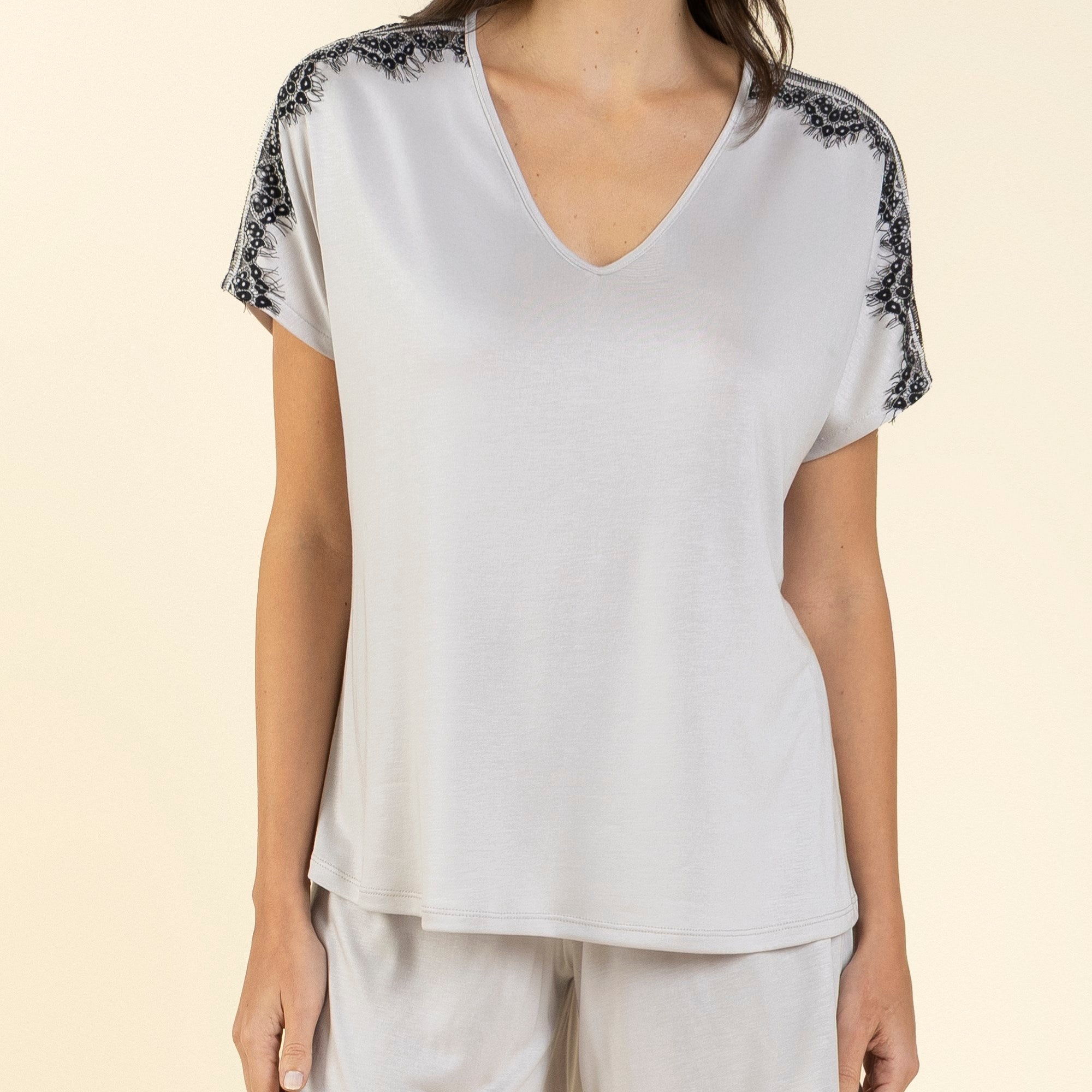 Pijama Feminino Curto Modal Cinza Silver