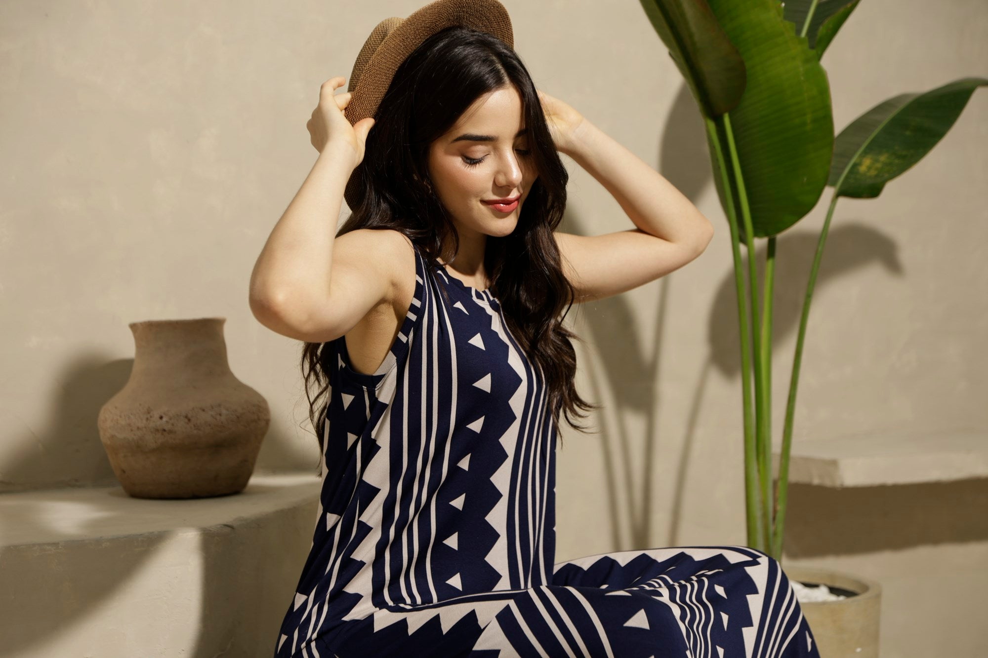 Camisola Longa Regata Geometric Marinho