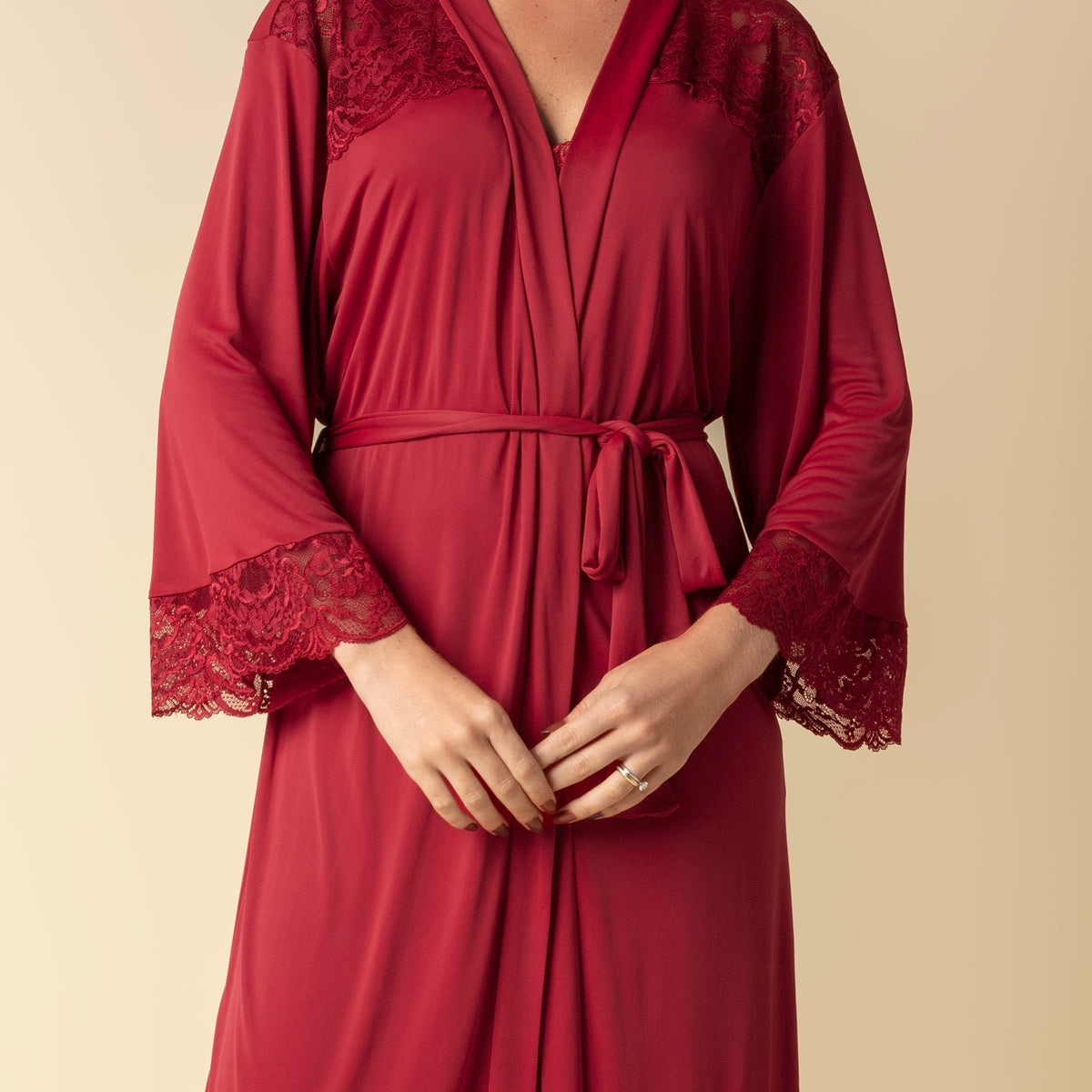 Robe Kimono Feminino Midi Bordô