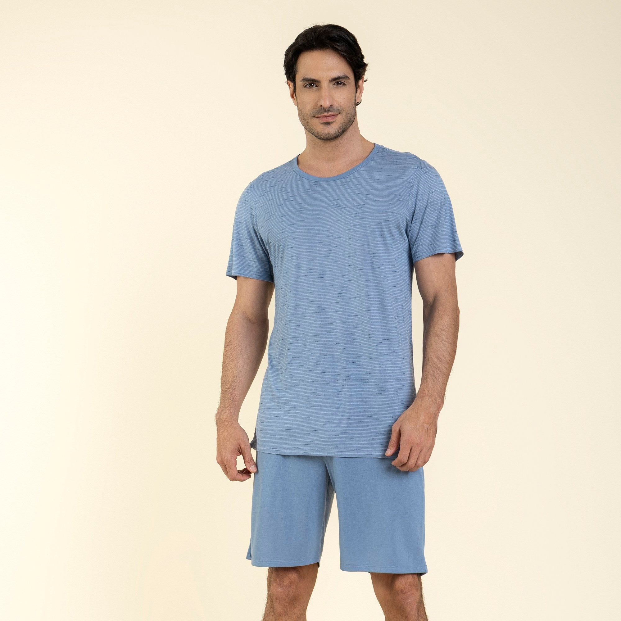 Pijama Masculino Curto Visco Listrado Azul