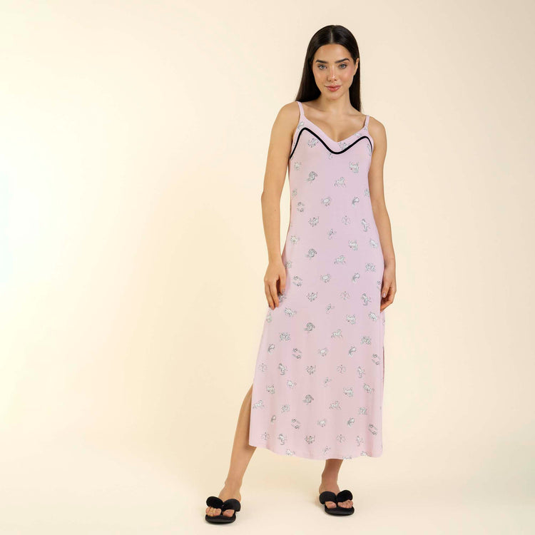 Camisola Midi de Alça Rosa Zodíaco