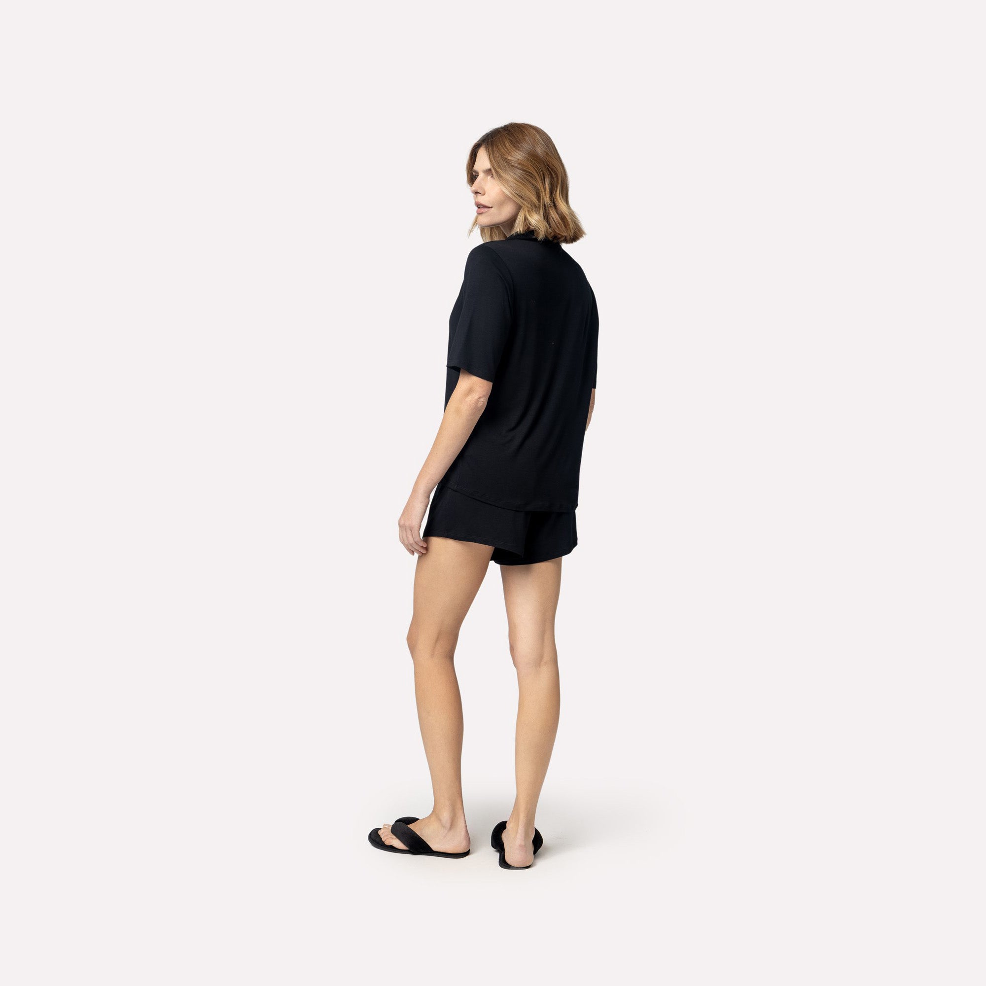 Pijama Feminino Curto Aberto Preto