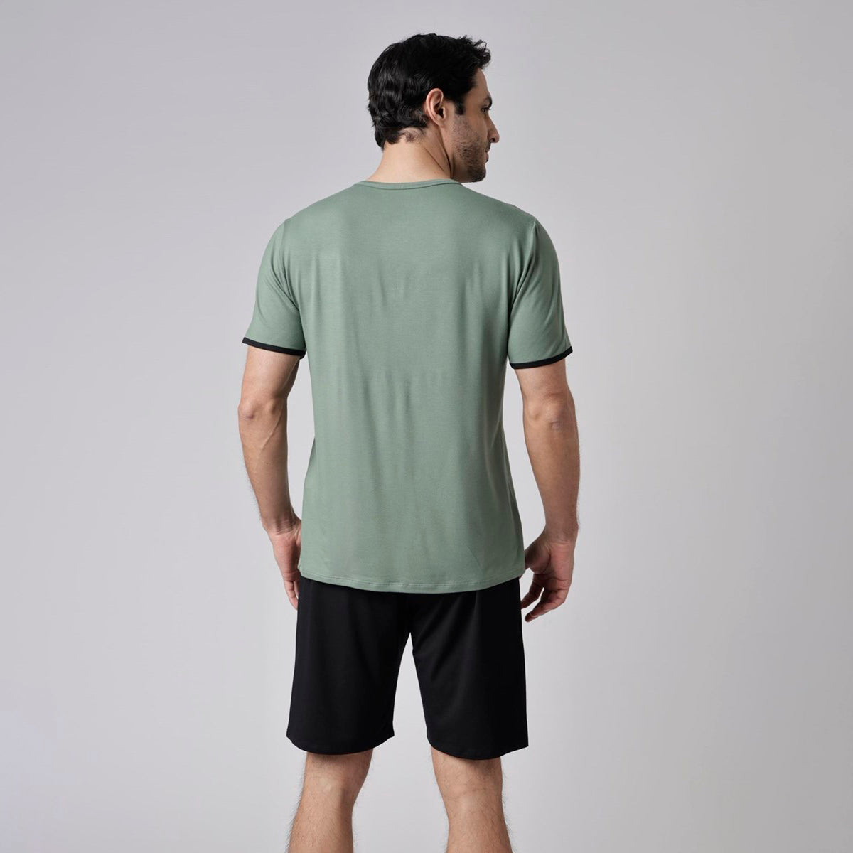 Pijama Masculino Curto Preto e Verde