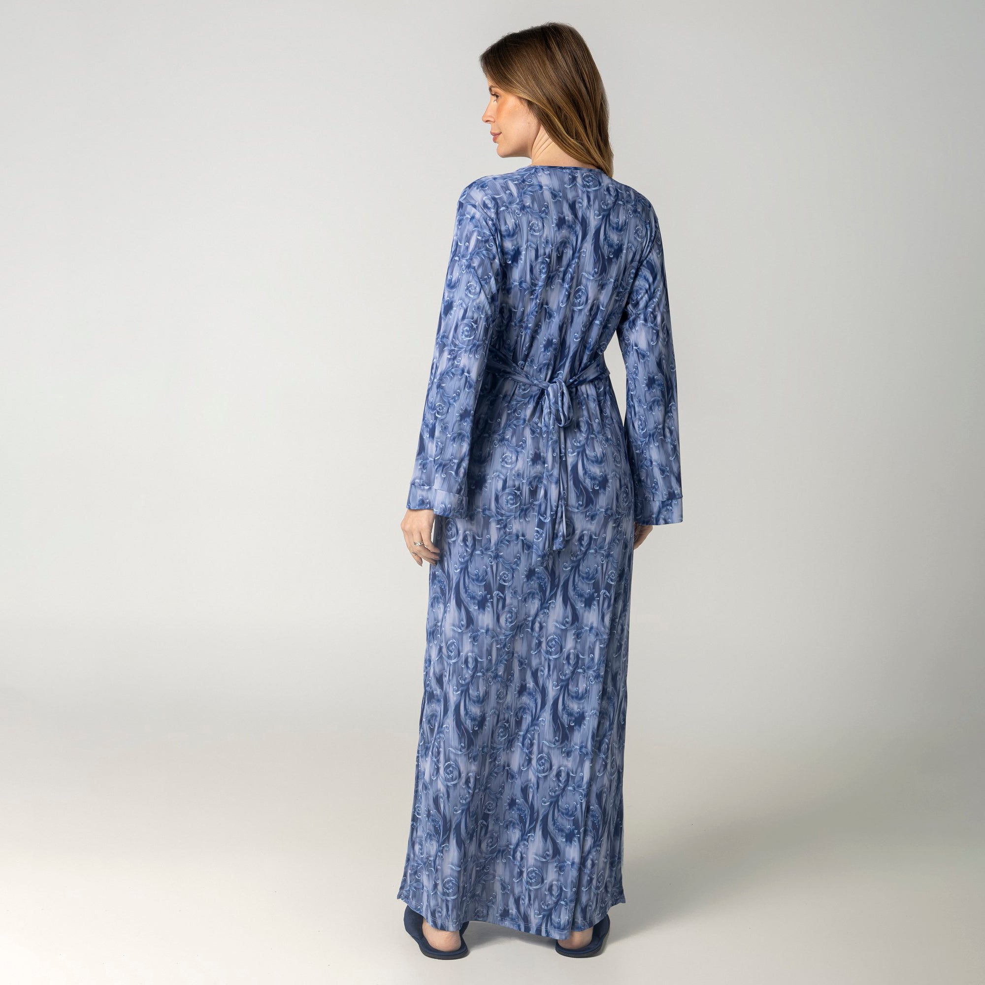 Kaftan Longo Azul Organique com Fenda