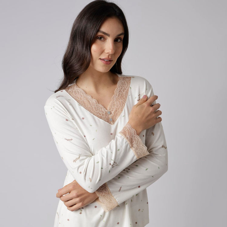 Pijama Feminino Longo Brisa com Renda