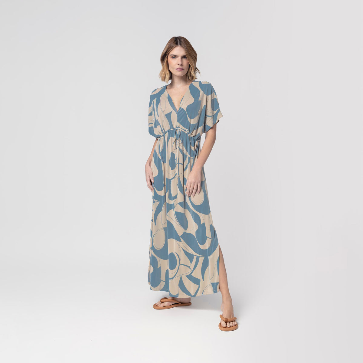 Kaftan Feminino Longo Estampa Flow