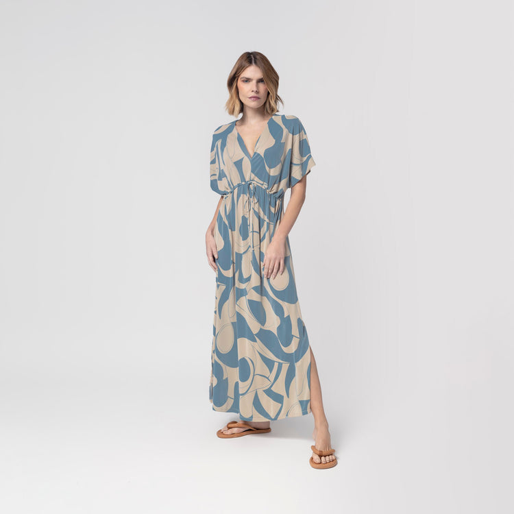 Kaftan Feminino Longo Estampa Flow