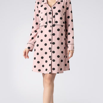 Camisão Feminino Curto Aberto Poá Rosa Lingerie