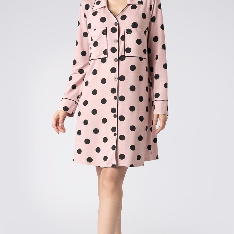Camisão Feminino Curto Aberto Poá Rosa Lingerie