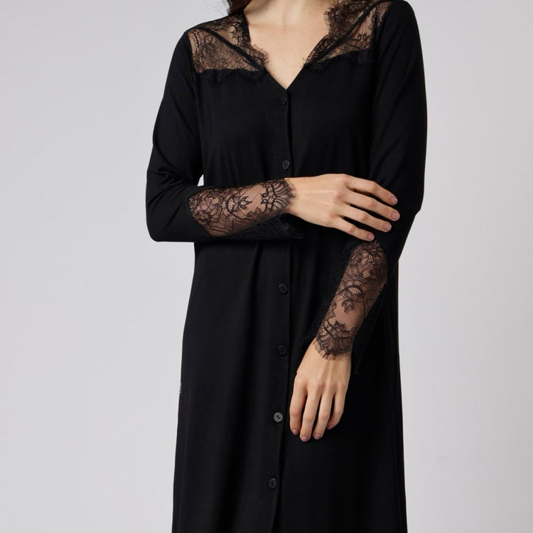 Camisão Feminino Curto Manga Longa Preto