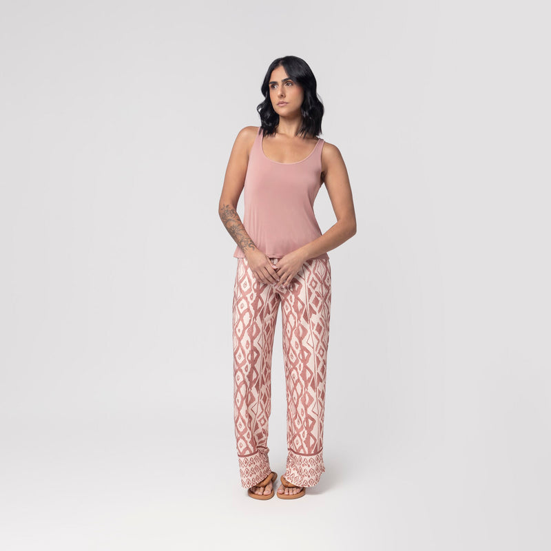 Pijama Feminino Regata Rosa Mosaic