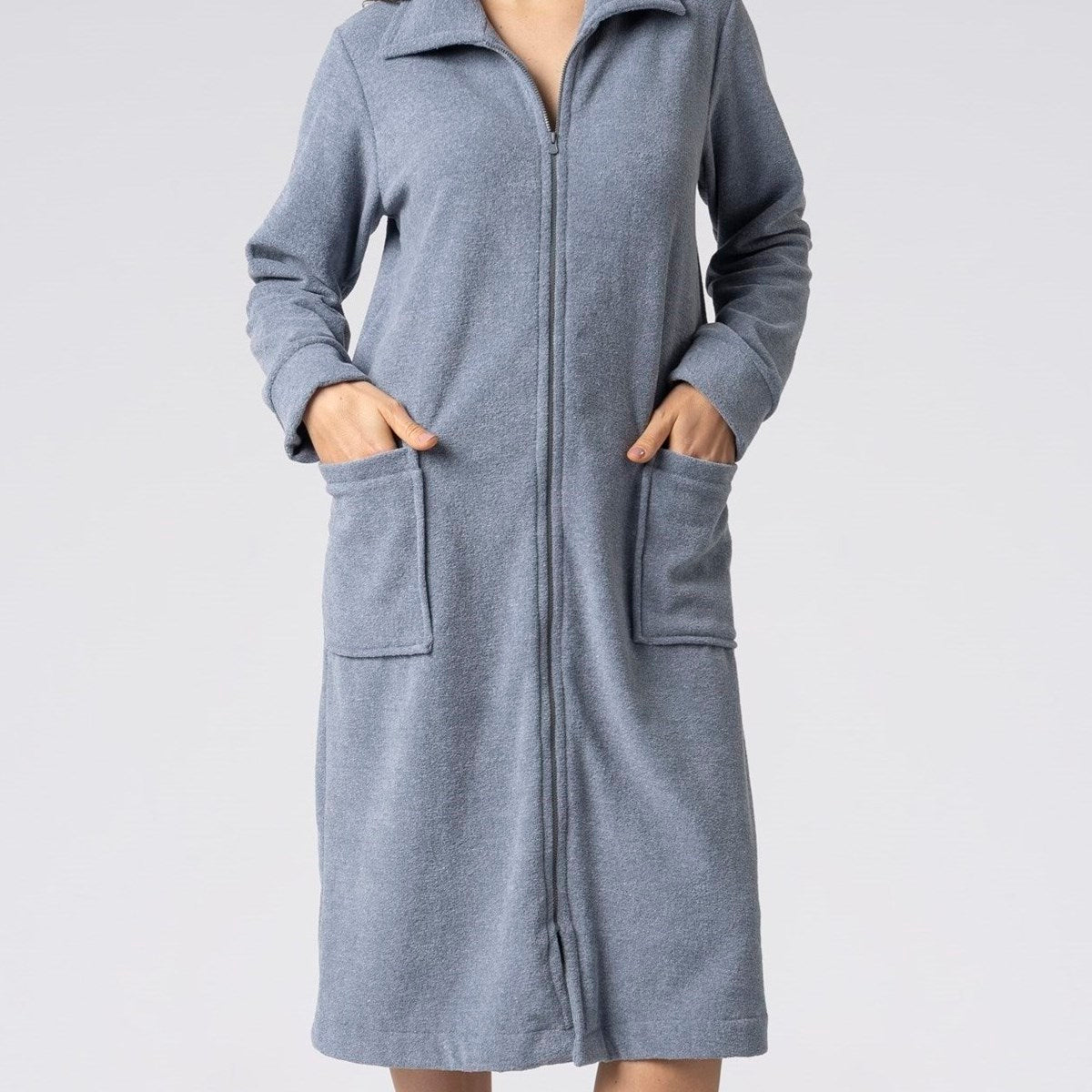 Robe Longo com Zíper em Soft Glacê Azul
