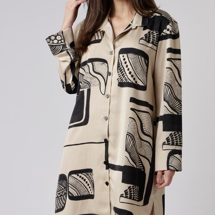 Camisão Feminino Aberto Curto Estampada Abstrato