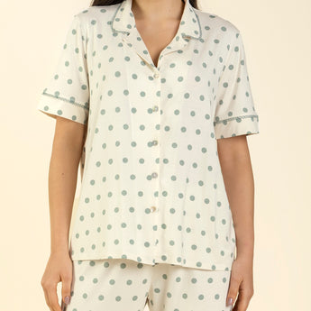 Pijama Feminino Capri Aberto Poá Green