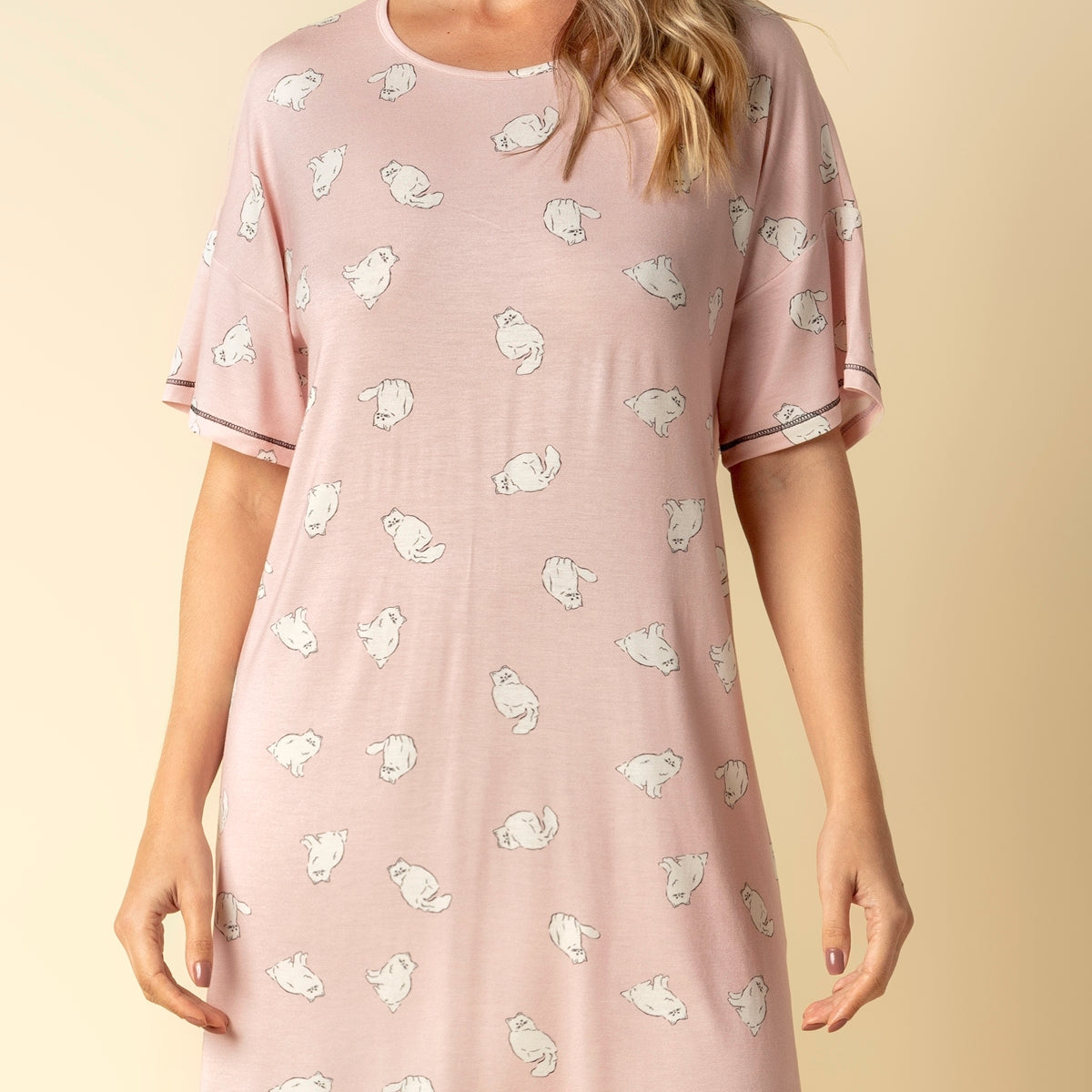Camisão Feminino Curto Rosa Cool Cat