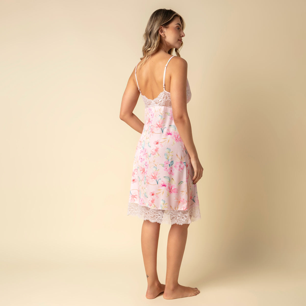 Camisola de Alça Rosa Floral Bisol