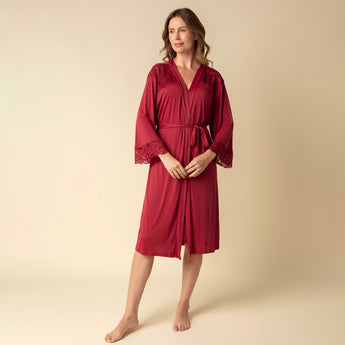 Robe Kimono Feminino Midi Bordô
