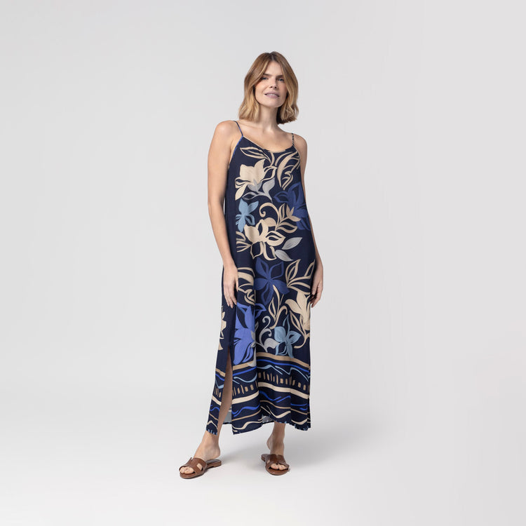 Camisola Midi de Alça Floral Azure