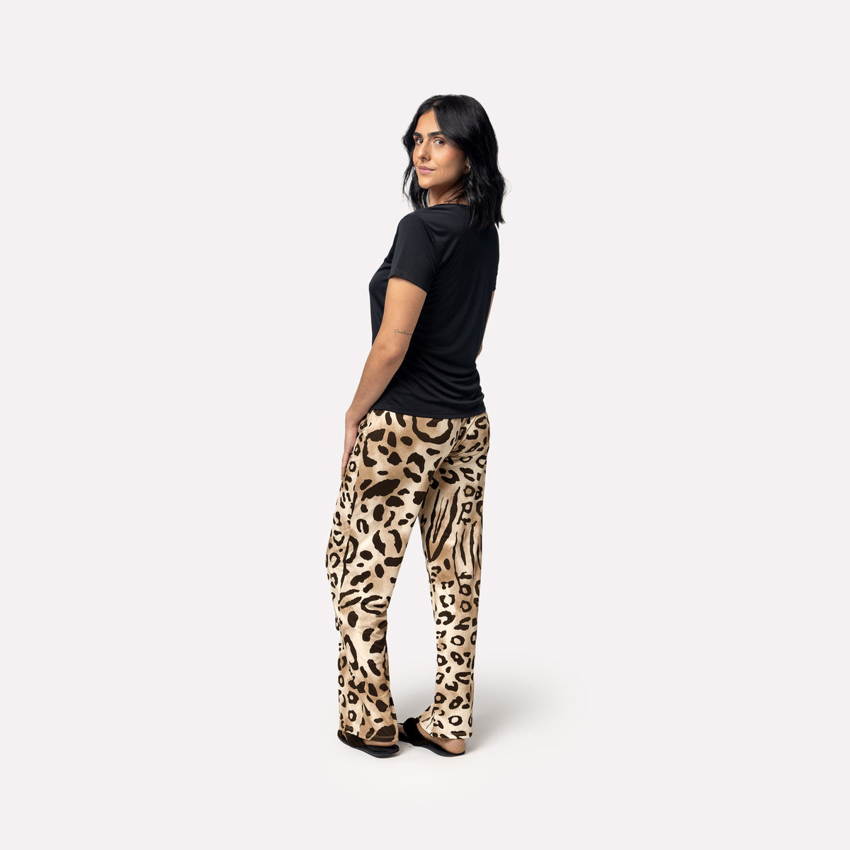Pijama Feminino Plus Size Manga Curta Animal Print