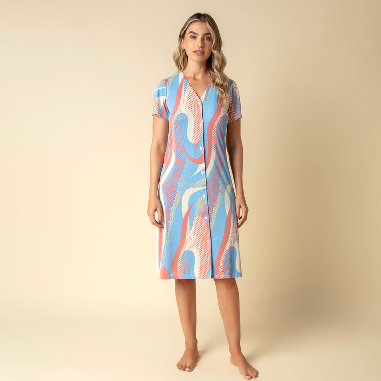 Camisão Feminino Aberto Multicolor Space