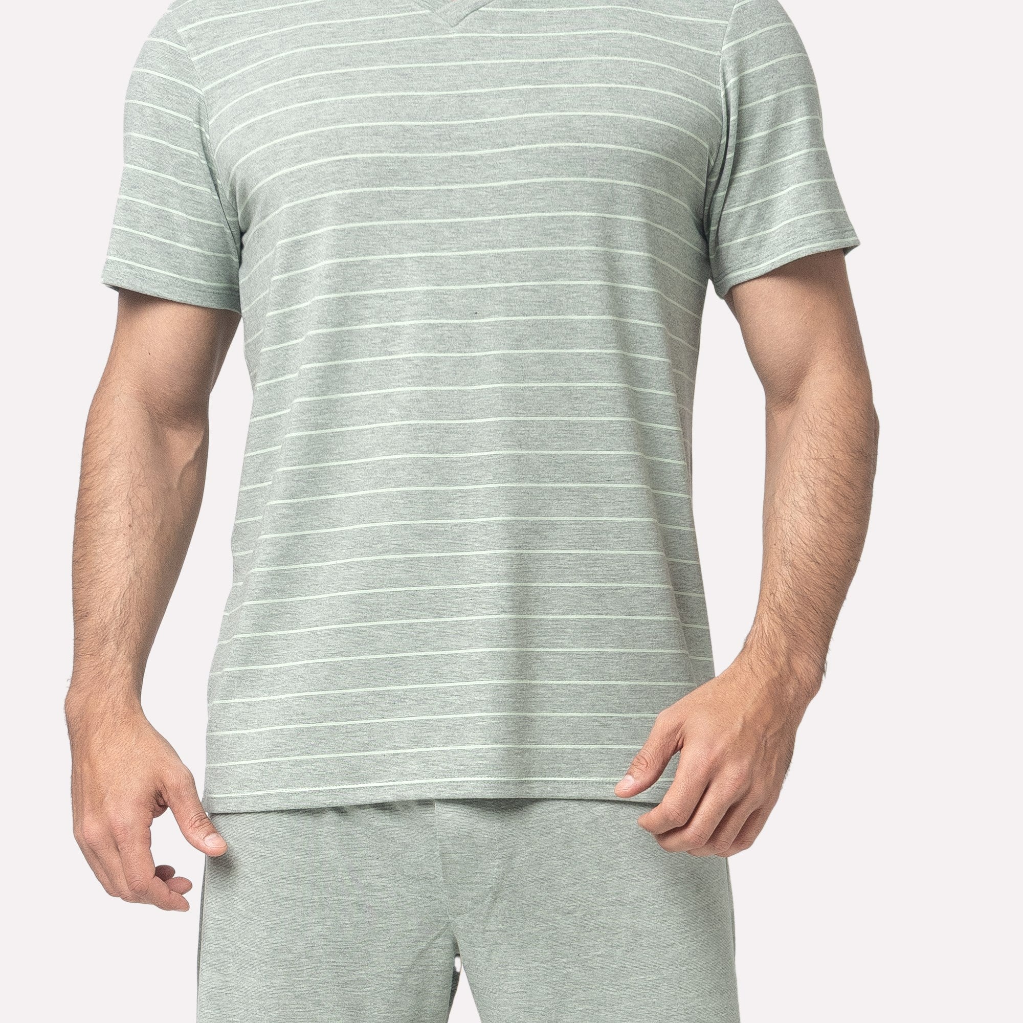 Pijama Masculino Curto Listrado Verde